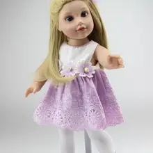 18 ''45 см девушка блонд длинные прямые волосы с фиолетовым американским платье принцессы Кукла Новорожденный ребенок кукла девочка игрушки