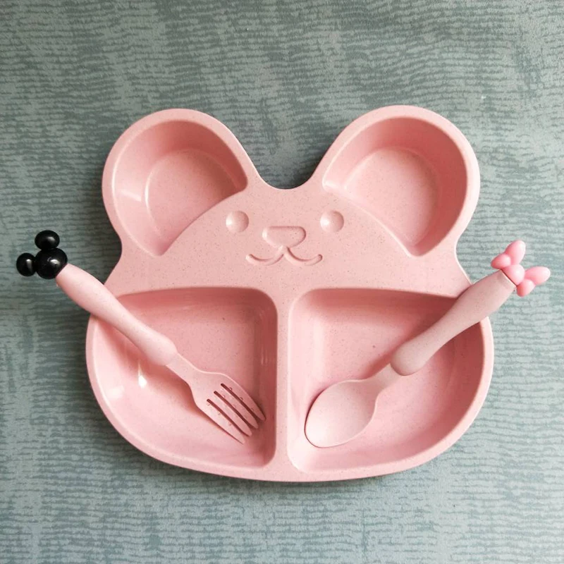 Wheat straw kids plates baby training bowl cute bear children tableware set baby dishes OPP Packaging Wheat straw kids plates baby training bowl cute bear children tableware set baby dishes OPP Packaging