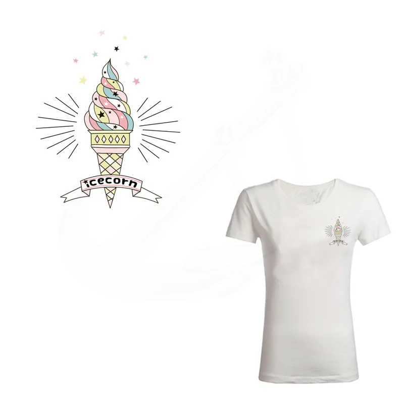

Cartoon ice cream iron on patches Diy child T-shirt Dresses Sweater thermal transfer Patch for clothing