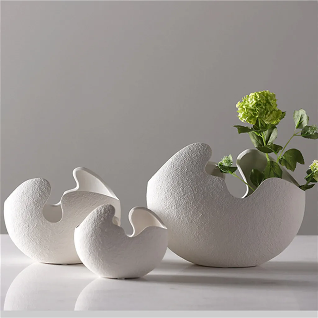 Ceramic Crack Egg Flower Vase Pot Ornament Collection Modern Home Decor