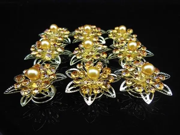 

100 Pcs Gold Crystal Pearl Wedding Bride Prom Hair Twists Spins Pins Hair Clip F3 //FREE SHIPPING