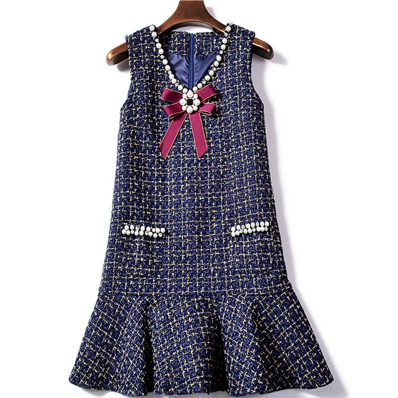 HAMALIEL Small Fragrance Sleeveless Tweed Mermaid Women