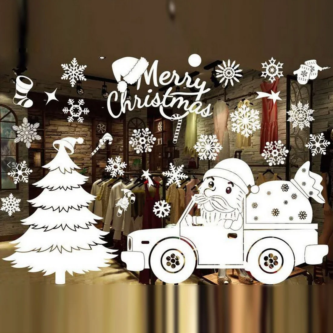 Снежные наклейки на стену, рождественские, оконные, на стекло, новогодние наклейки для дома, рождественские украшения, наклейки на окна, ПВХ - Цвет: 11