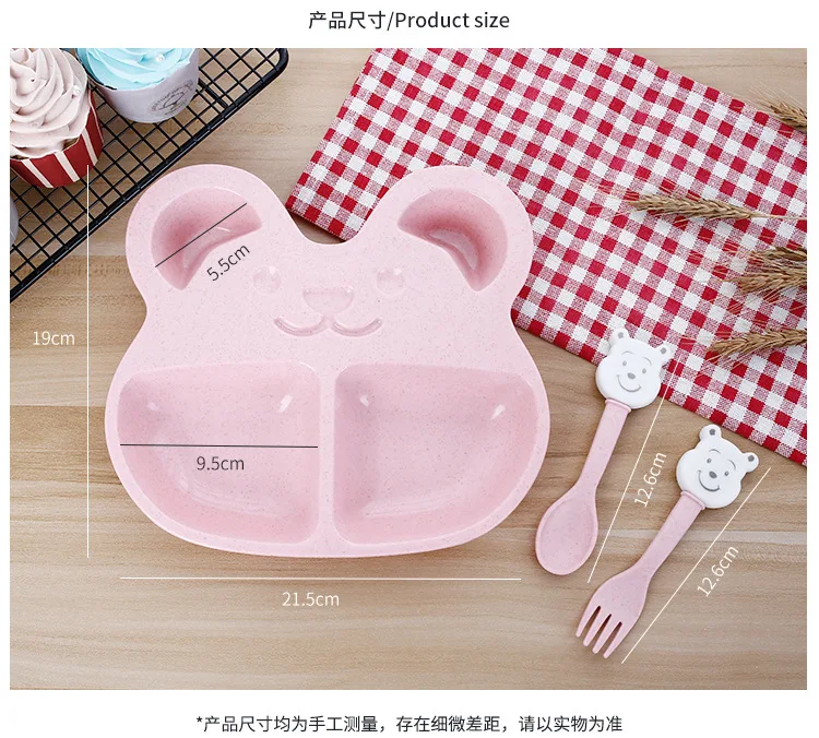 3ps/set Cute wheat straw dish children's tableware set baby training bowl set kids bowl plates 3ps/set Cute wheat straw dish children's tableware set baby training bowl set kids bowl plates