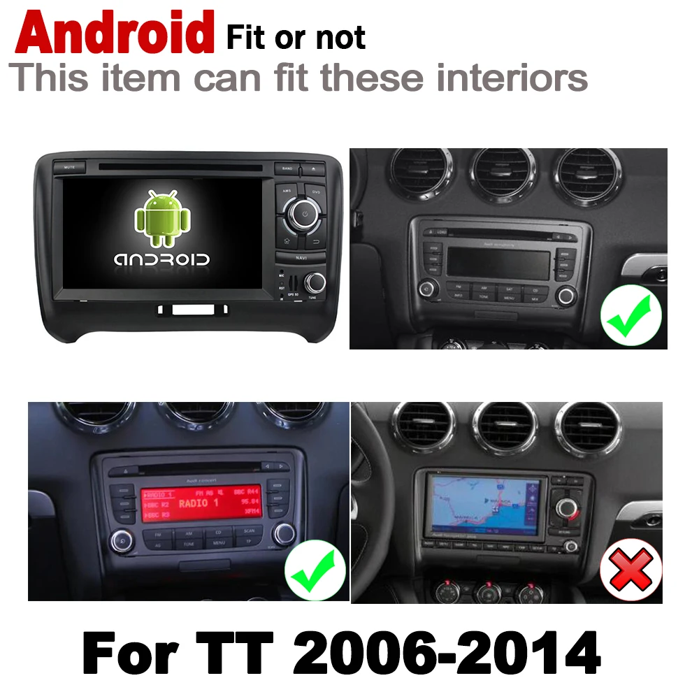 Flash Deal 7 inch 2 Din Android 8.0 up Car DVD Radio Player For Audi TT 8J 2006~2014 MMI GPS Navigation Multimedia System 1
