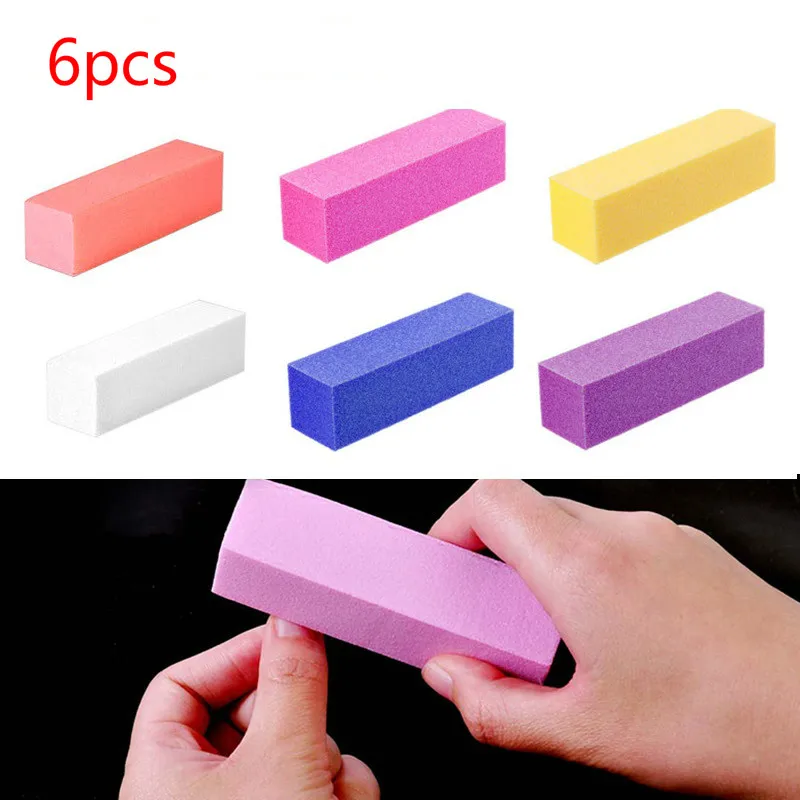 

ELECOOL 6pcs 6 Colors Nail Buffers File Pedicure Sanding UV Gel Nail Polish Manicure Form File Buffer Block Nail Tool