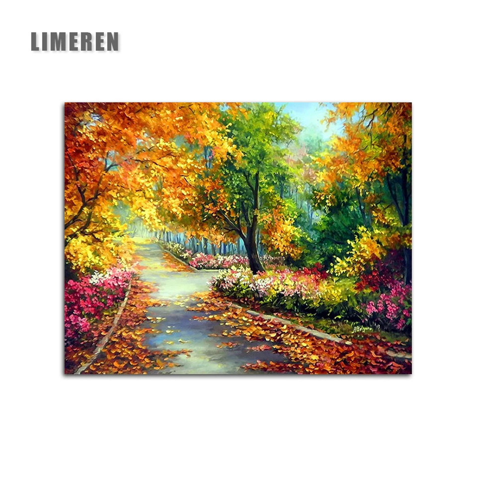 

DIY Coloring Picture Oil Painting By Numbers Forest Trail Landscape Calligraphy Canvas Unframed For Living Room Drawing Wall Art