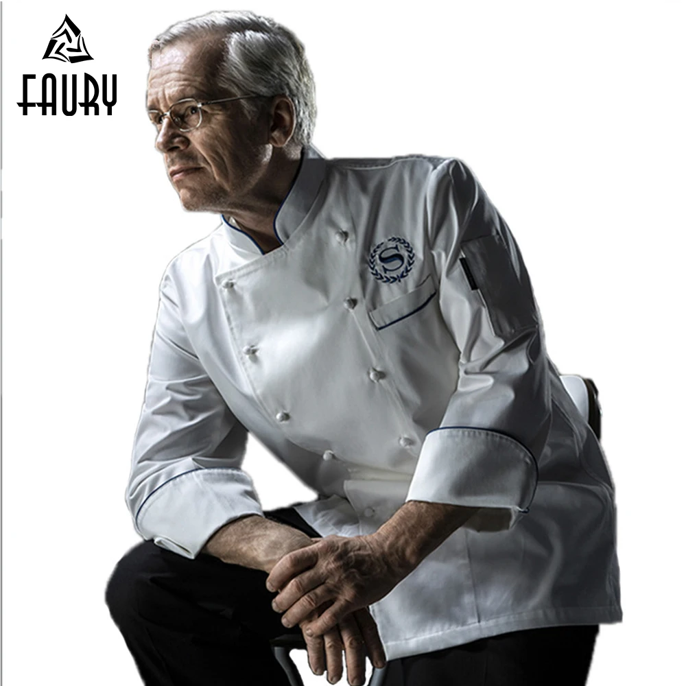 

High Quality Chef Jackets Uniforms Food Services Clothing Long Sleeve Men Cooking Clothes Coat Restaurant Hotel Kitchen Uniform