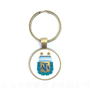 

Football Fans Keychain Argentina/Egypt/Australia/Panama/Brazil National Football Badge Glass Dome Keyring For Funs Gift