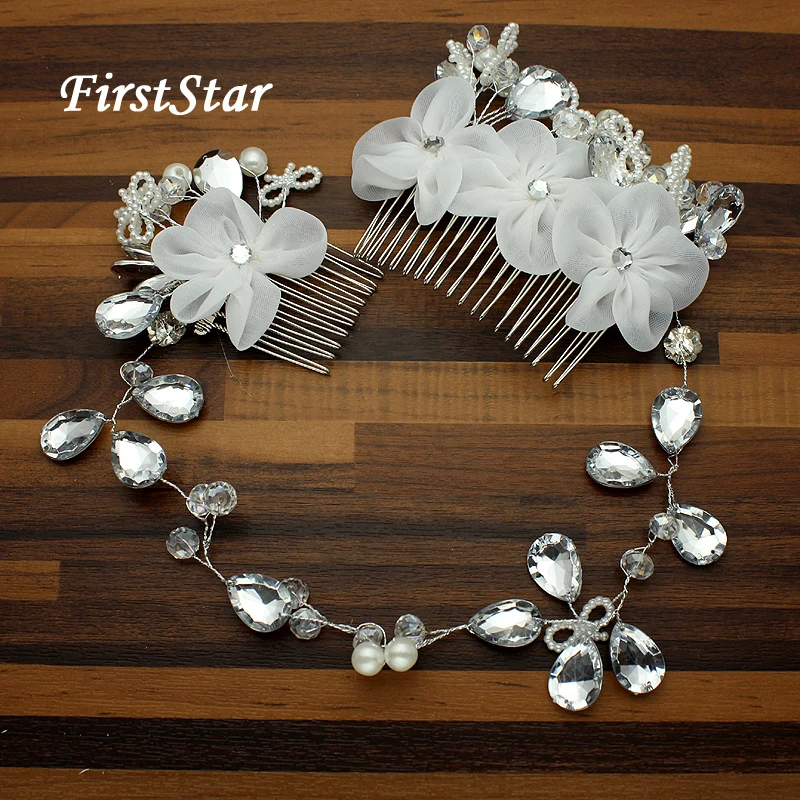 Fake Pearl Crystal Diamante Flower Hair Clip Comb Bride Bridesmaid Grip Slide v3