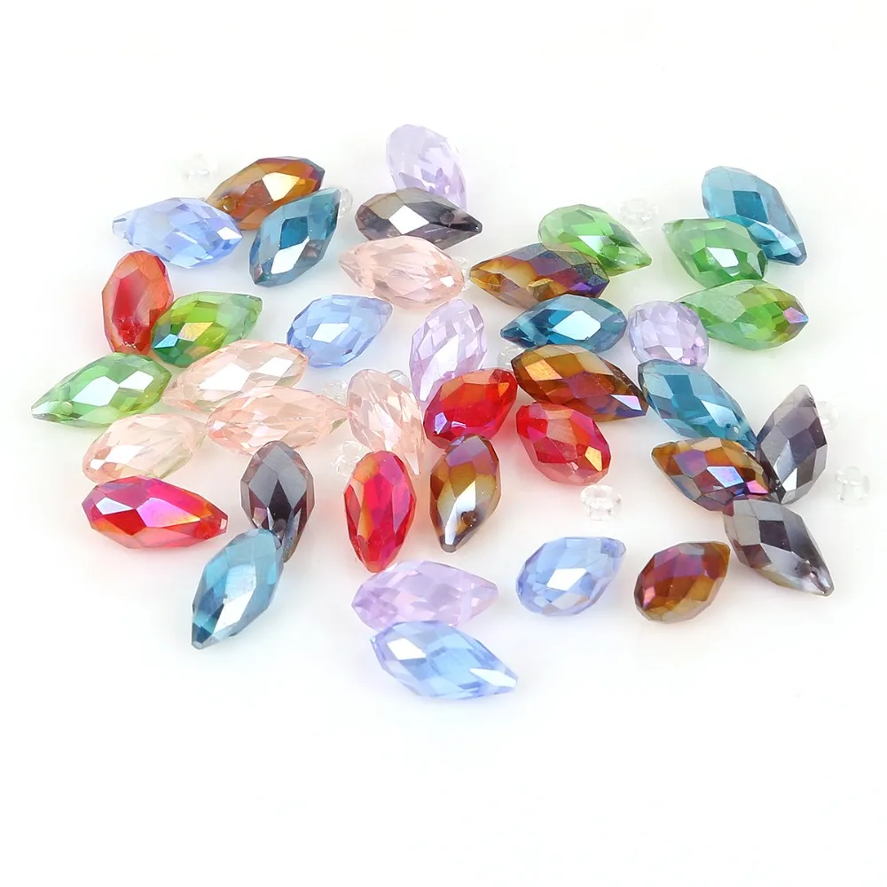 

50pcs/lot 6mm Teardrop Austria Faceted Crystal Beads Water Drop Glass Beads Loose Spacer Beads For Jewelry Making