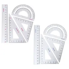 4pcs/set New Aluminum alloy Ruler Aluminum Protractor Students Maths Geometry Metal Triangle Ruler Set Office School Supplies