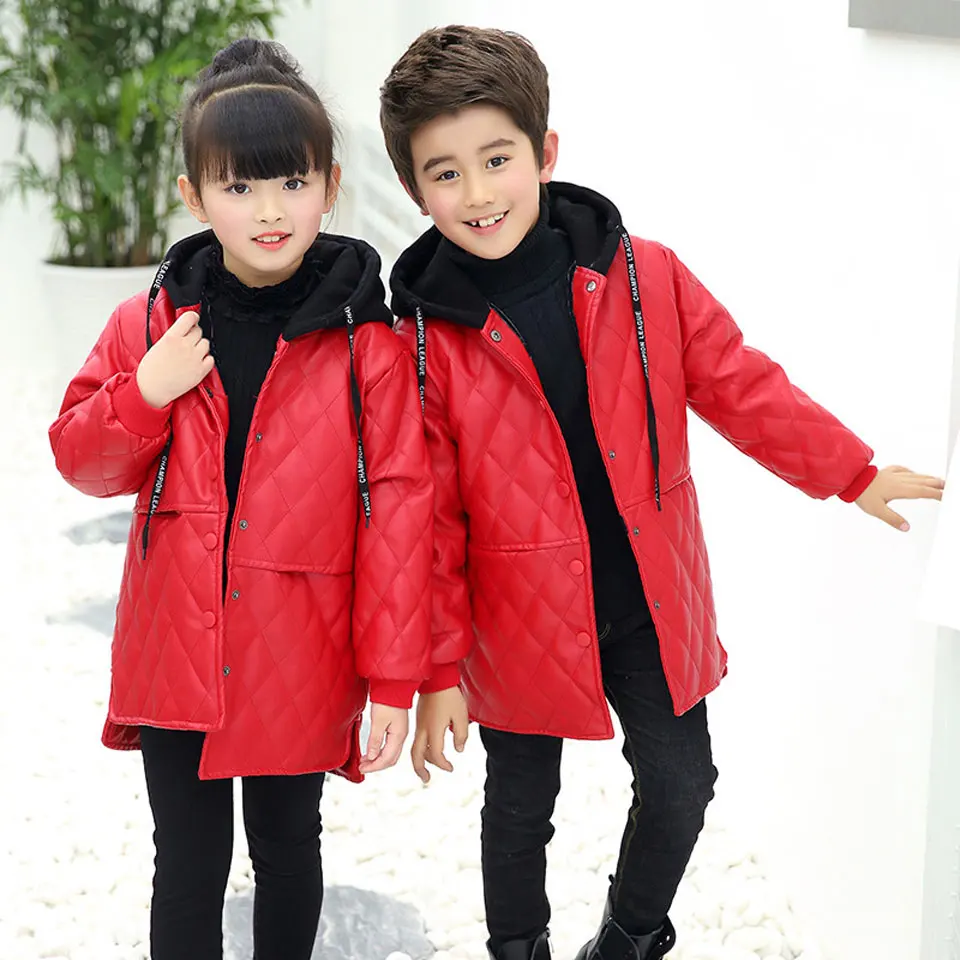 Baby Girl Leather Jacket Kids Girls Coats Spring Fall Children Long