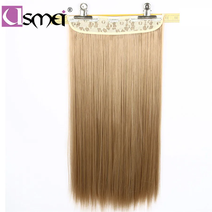 

USMei wig one piece of synthetic clip in hair extensions long straight high temperature false hair hairpieces for women