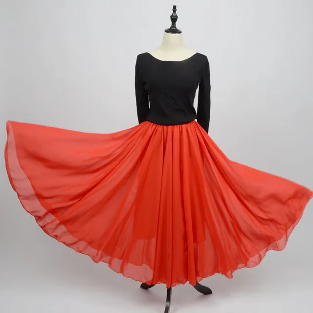 red ballet skirt women Ballet Dance Skirt Adult Solid Color Chiffon