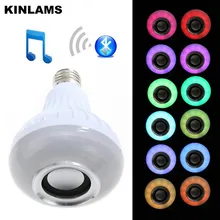 KINLAMS E27 Smart RGB Wireless Bluetooth Speaker Bulb Music Playing Dimmable LED 85V-265V Bulb Bombilla Ampoule Light Lamp