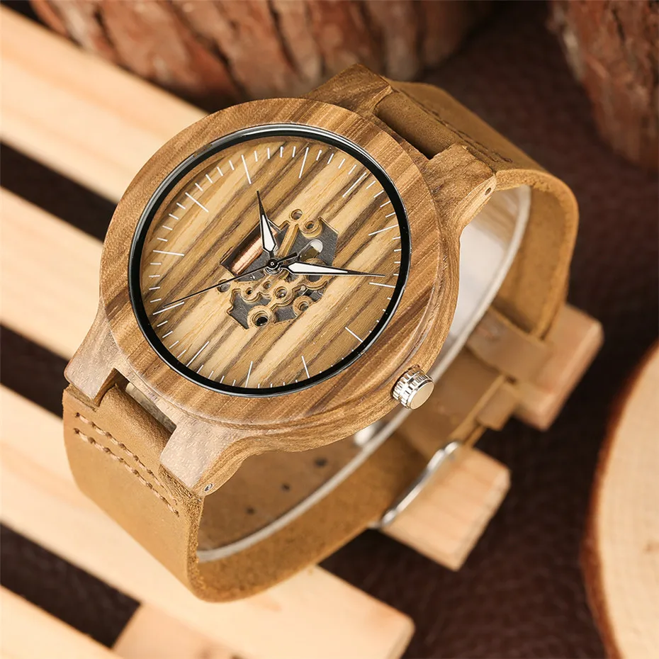 Black wooden simple men watches clock21