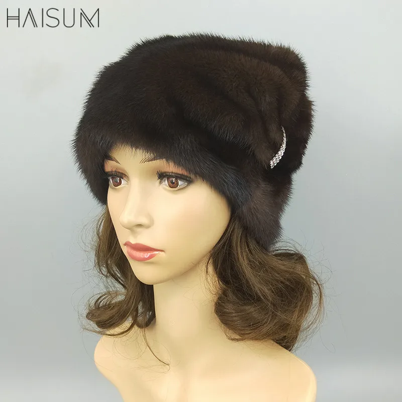 

Mink fur hats keep warm in winter new full-skin soft hats ladies Christmas hats ear protectors MZ36