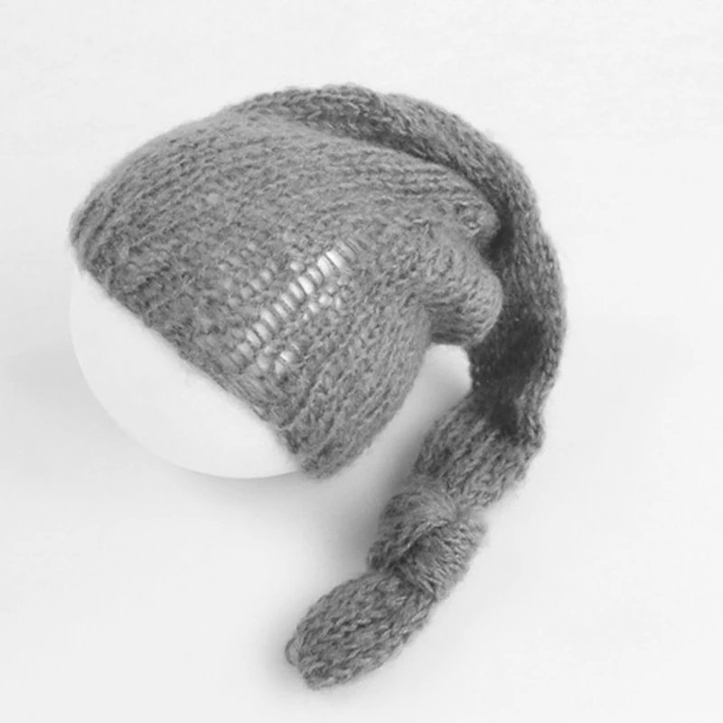 От 0 до 3 месяцев Длинный хвост хлопок трикотажные детские трикотажные шапки аксессуары для фотографирования новорожденных супер мягкие однотонные фото съемки шляпа