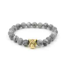 Faitheasy натуральная карта каменная статуя Будда жемчуг мрамор бусы леопардовая голова эластичный браслет