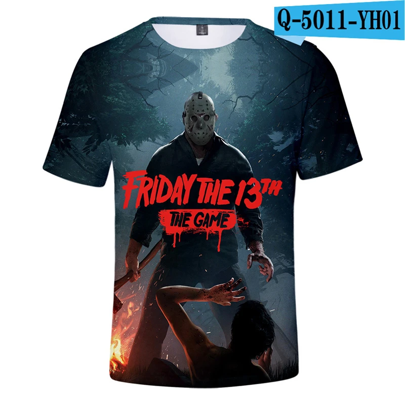 

Friday The 13Th Tshirt The Game Horror Mask Killer Puzzle Short Sleeve Tees Cotton Game Clothes Print 3D Clothing Printed Tshirt