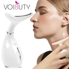 Светодиодный Фотон терапия шеи и массажер для подтяжки лица антивозрастной Вибратор Кожа затягивает убирает двойной подбородок против морщин удаляет устройство