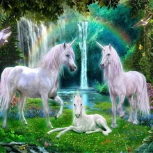 Beibehang пользовательские Обои фреска зеленый лес Радуга Трава Белая лошадь комната фон стены Единорог росписи papel де parede
