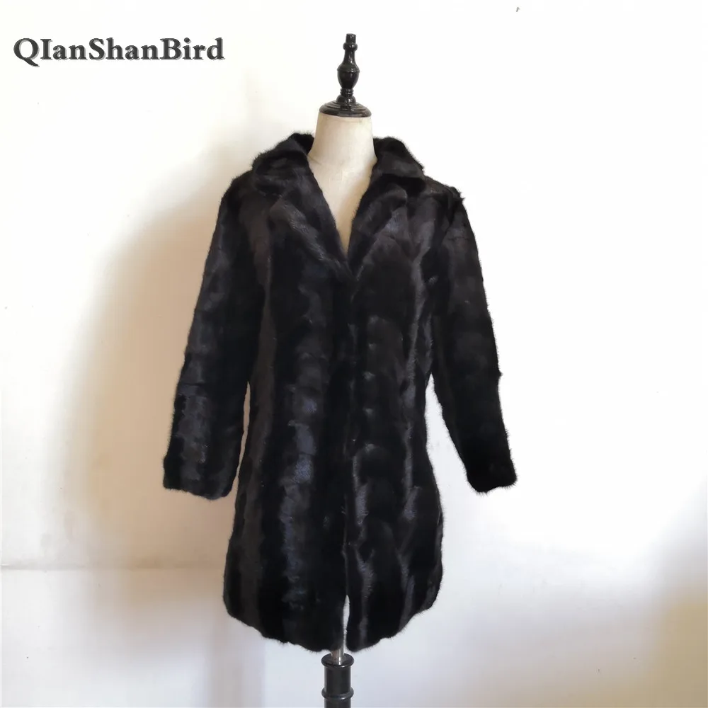 Noir Naturel 2018 Long Costume Manteau Col De Paragraphe Fourrure Luxe Chaud Femmes 100 Réel Des Vison D'hiver aqarPwS