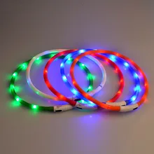 LED Glowing Dog Collar Pet USB Charging Led Luminous Pet Flash Usb Led Chain Glowing Necklace 70cm 5 Color