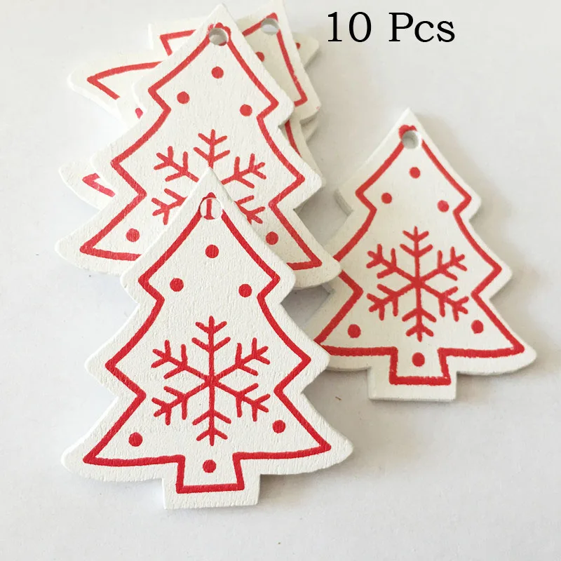Leeiu 10 шт., деревянные подвесные украшения на елку с изображением сердца, звезды, снега, Рождества, Нового года, вечерние украшения для дома