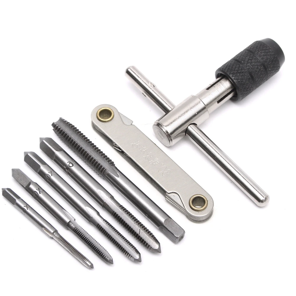 

Brand New 7PCS/Set M3-M8 HSS Hand Screw Thread Metric Plug Tap Drill + T-Handle Ratchet