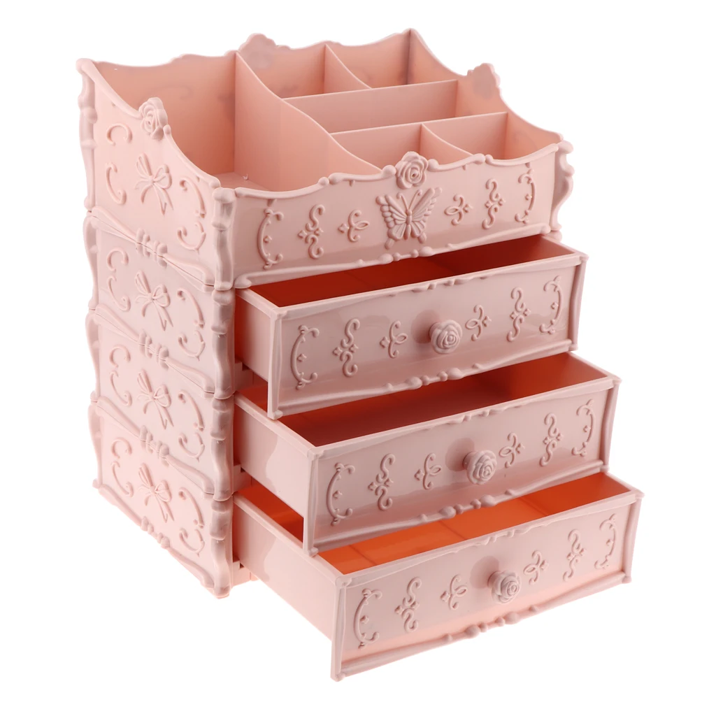 European Style Makeup Storage Drawer Organizer 3 Tiers Countertop Makeup Storage Drawer Organizer 3 Tiers