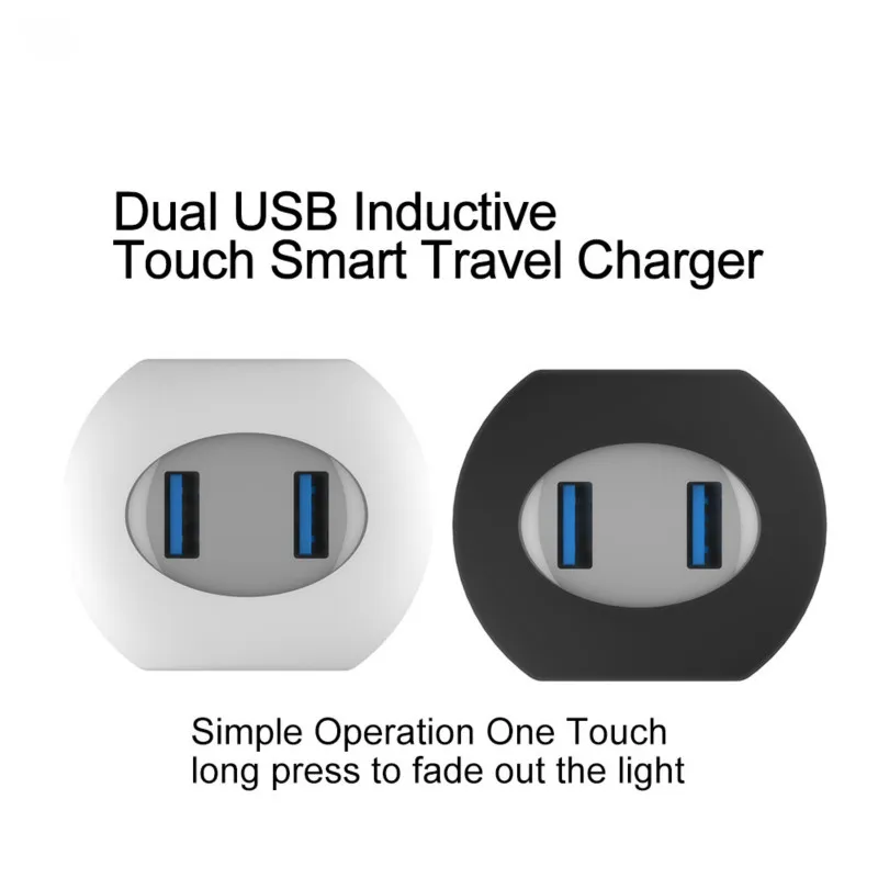 VOXLINK 5V2.1A LED Touch Control Smart travel charger dual usb inductive Charging For iPhone Samsung Xiaomi Mobile Phone Charger