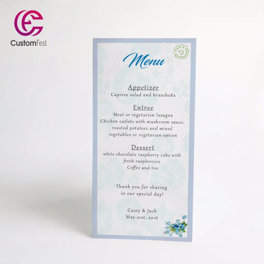 

Personalized menu simple flower menu whole set available MU045