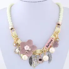 Fashion Necklaces For Women Charm choker Flower Necklace Bead Short Accessories Chain Jewelry Short Accessories Brincos 2019 za