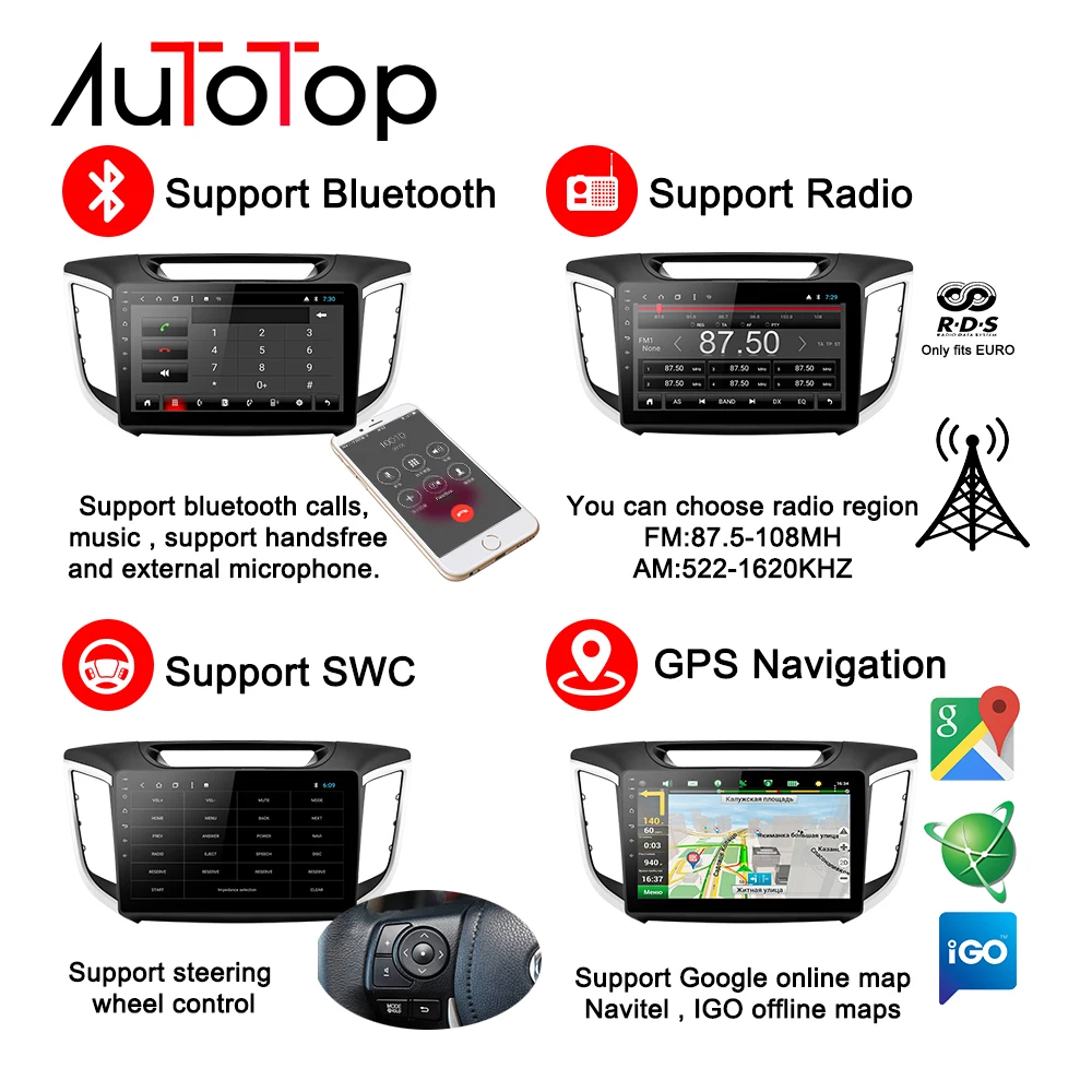 Best AUTOTOP 2 Din Android 8.1 Creta Multimedia For Hyundai Creta IX25 Navigation 2011-2018 Car DVD GPS Radio Stereo Audio IX25 Creta 1