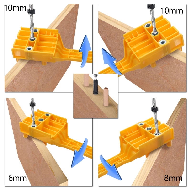 Дюбель джиг ABS пластик карманное отверстие ручной сверлильный станок джиг с 6 8 10 мм набор сверл дерево дюбель карманное отверстие джиг система