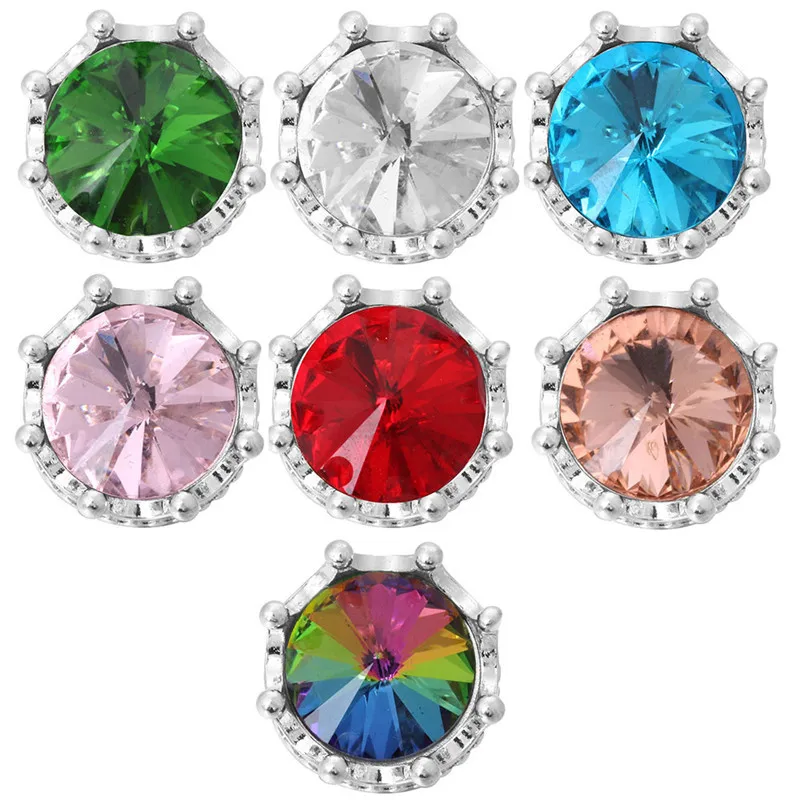 

6pcs/lot New Snap Button Jewelry Rhinestone Crown 18mm Snap Buttons Fit Snap Bracelet Necklace For Women ZA1180