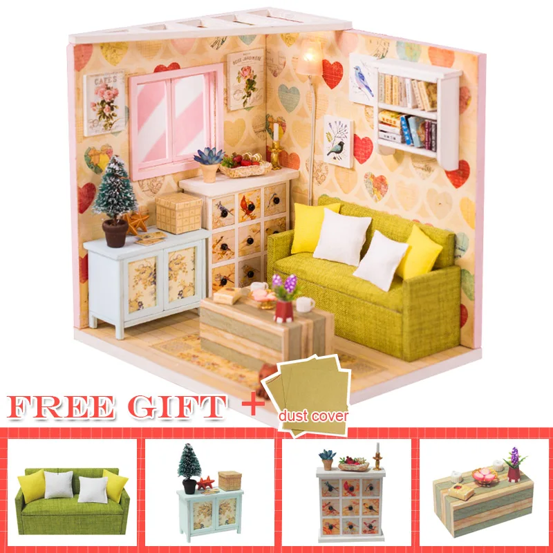 Cutebee кукольный дом мебель миниатюрный кукольный домик DIY миниатюрный дом комната Каса игрушки для детей DIY кукольный домик M11F - Цвет: M10F-A