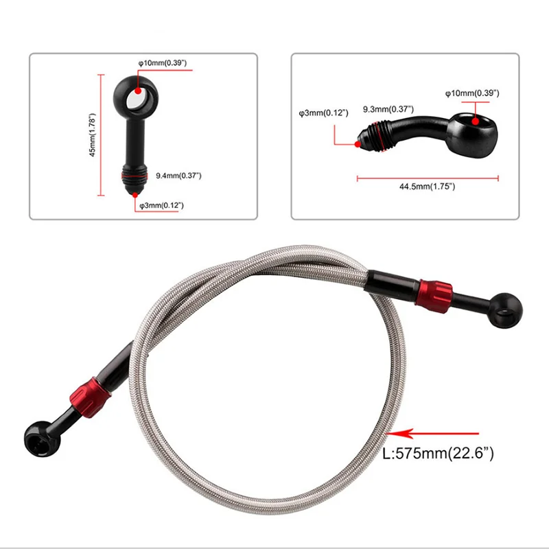 575 мм тормозной шланг дял мотоцикла плетеная стальная Тормозная муфта Масляный шланг линия трубы подходит ATV Dirt Pit Bike автомобиль-Стайлинг высокая прочность
