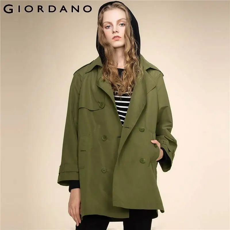 Giordano Women Windbreaker Raglan Sleeves Turn down Collar Jackets Mid