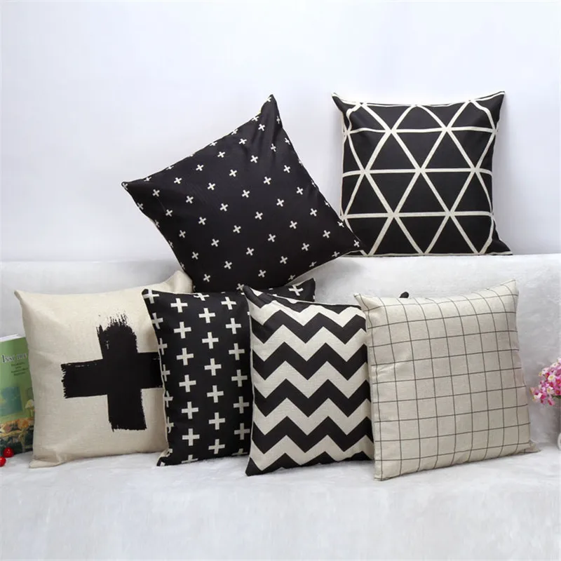Afbeeldingsresultaat voor 45x45 cm Wit en Zwart Designer Kussenhoes Geometrische Kussensloop Home Decoratieve Gedrukt Gooi Kussens Covers Thuis Decor