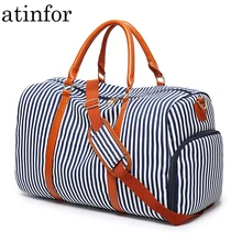 Atinfor бренд Универсальный Повседневное Холст Полосатый дорожная сумка для мужчин выходные сумки большой ёмкость вещевой мешок мужской