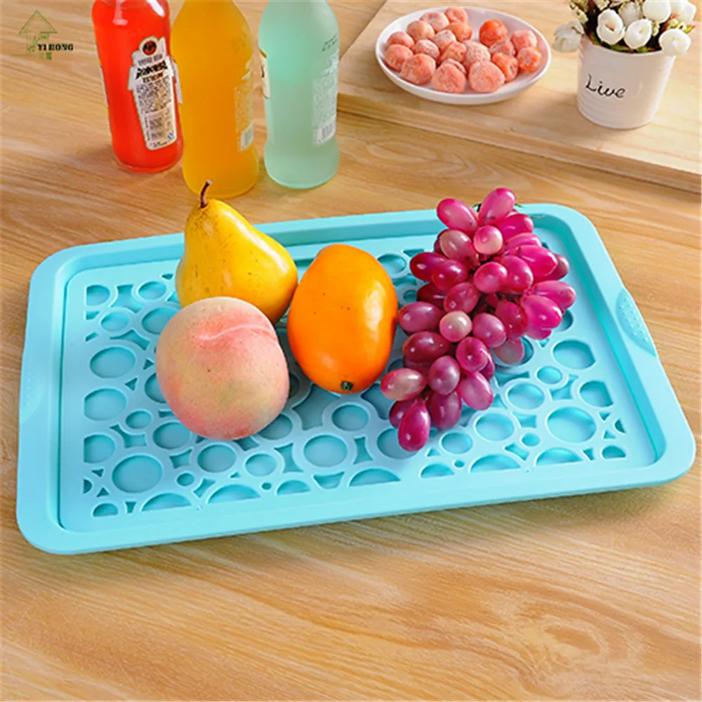

YI HONG Double layer rectangular plastic draining plate tray creative fashion multifunctional fruit plate desk A1182c