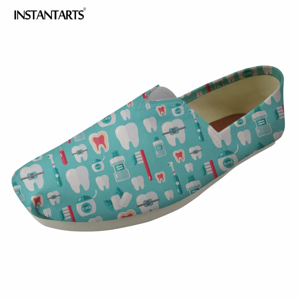 

INSTANTARTS Cartoon Women Loafers Casual Flats Cute Cartoon Dentist Design Summer Slip On Lazy Shoes Female Fashion Canvas Tenis