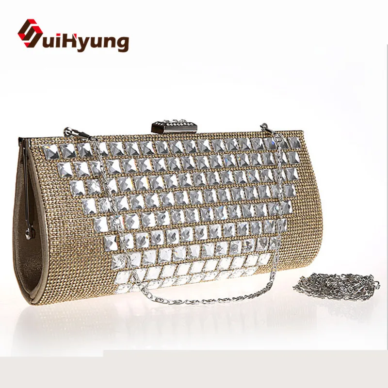 

New Rhinestone Day Clutch Full Diamond Banquet Shoulder Handbag Crystal Evening Bag Women Shoulder Messenger Bag 3 Colors