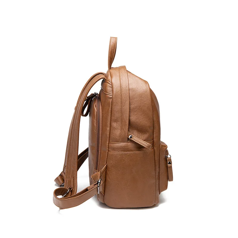 Мужской рюкзак, женские школьные сумки из натуральной кожи, унисекс, наушники с застежкой-молнией, одноцветная сумка, дорожная сумка для книг, модная мягкая ручка A10512/n