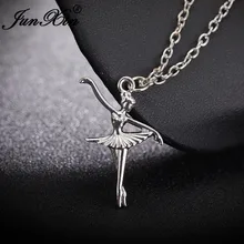JUNXIN-collar con colgante de bailarina para mujer, Gargantilla corta de Ángel de Color plateado, joyería