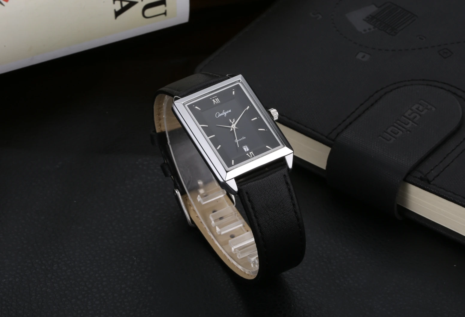 Ультратонкие водонепроницаемые мужские и женские часы с календарем в Корейском стиле, прямоугольные женские кварцевые часы с кожаным ремешком - Цвет: black man