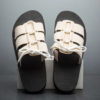 

YRRFUOT Fashion Men's Flats Shoes 2019 Summer Slippers Men New Outdoor Non-slip Beach Shoes Hot Sale Trend Man Shoes Zapatos 39